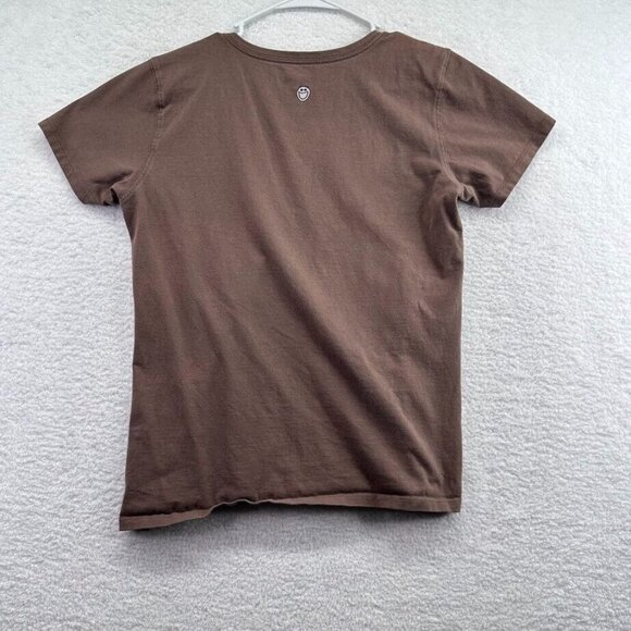 Life is Good Shirt Womens Size Medium Classic Fit Brown V Neck Beach Umbrella - Picture 3 of 8